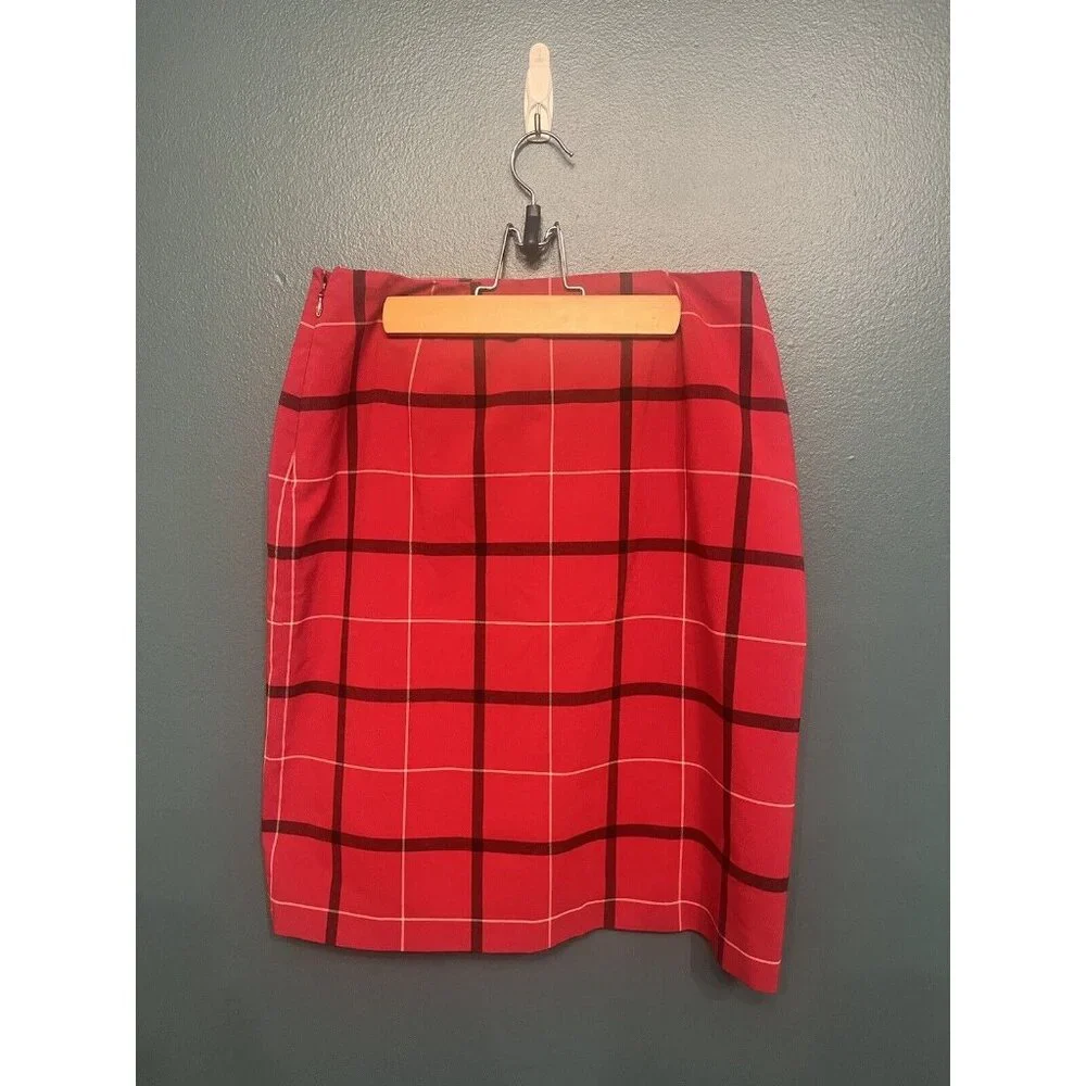 Petite‎ Sophisticate Womens Size 6 Red Multicolor Plaid Lined Skirt